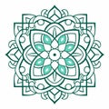 Islamic Flower Art: Dark Green And Aquamarine Design With Thai And Zen Buddhism Influence