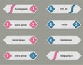 Ribbons Set, Titles, Banners, Name Cards Infograhics. Flat Vector Pattern Design Blue and Pink