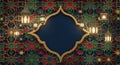 Islamic Geometric Pattern Background with Ornate Lanterns and Copy Space Keywords: Islamic Royalty Free Stock Photo