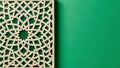 Islamic Geometric Pattern Panel on Green Background with Copy Space Royalty Free Stock Photo