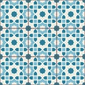 Islamic geometric seamless pattern, background in shades of blue, indigo Royalty Free Stock Photo