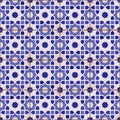 Islamic geometric seamless pattern, background in shades of blue, indigo Royalty Free Stock Photo