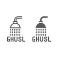Islamic Ghusl line and glyph icon, ramadan and religion, shower sign, vector graphics, a linear pattern on a white Royalty Free Stock Photo