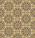 Islamic golden geometric seamless pattern