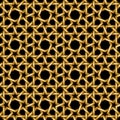 Islamic golden seamless pattern on black background