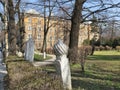 Islamic grave stone in Sarajevo in pubbl8c park near the presidency building