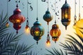 Islamic greeting eid mubarak lantern illustration ramadan kareem beautiful ornament background