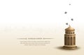 Islamic greetings ramadan kareem card design background with golden lanterns