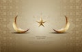 Islamic greetings ramadan kareem card design with crescent moon and star