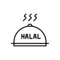Islamic Halal icon vector isolated on white background, Islamic Halal sign , thin line design elements in outline style