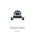 Islamic halal icon vector. Trendy flat islamic halal icon from religion collection isolated on white background. Vector Royalty Free Stock Photo