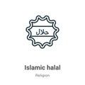 Islamic halal outline vector icon. Thin line black islamic halal icon, flat vector simple element illustration from editable