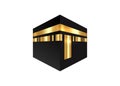 Islamic icon Kaaba mosque design, Makkah. Islamic sacred Masjid-Al-Haram in white or transparent isolated background