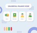 Islamic icon set collection package with full colors design modern flat style vector illustration for id mubarak Royalty Free Stock Photo