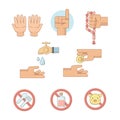 Islamic Icons, hand icons and prohibition icons, vector illustration.