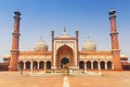 Islamic Jama Masjid Mosque, Masjid i Jahan Numa, with domes and minarets, largest mosque in India, New Delhi, India.