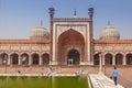 Islamic Jama Masjid Mosque, Masjid i Jahan Numa, with domes and minarets, largest mosque in India, New Delhi, India