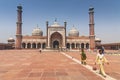 Islamic Jama Masjid Mosque, Masjid i Jahan Numa, with domes and minarets, largest mosque in India, New Delhi, India