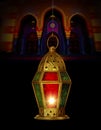Islamic lamp on mosque background