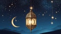 Islamic lantern lamp with shining star light Royalty Free Stock Photo