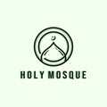 Islamic Line Art Logo Vector Illustration Design. Simple and Modern Mosque Illustration Logo Design. Exclusive Design of Moslem