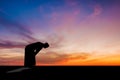 Islamic man praying Muslim Prayer in Twilight time Royalty Free Stock Photo