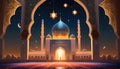 islamic mosque with arabic architecture and lights at night Royalty Free Stock Photo