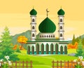 Islamic Mosque Buildings Cartoon Isolated