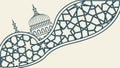 Islamic Mosque and Curved Geometric Pattern, vector design Generative AI Royalty Free Stock Photo