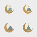 Islamic Mosque Dome and Crescent Moon Vector Icon Set Royalty Free Stock Photo