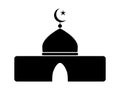 Islamic Mosque Icon. Black and white pictogram depicting simple Muslim place of worship. EPS Vector