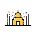 Islamic mosque line coloured vector illustration. Muslim religious icon.