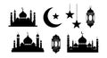 Islamic mosque silhouette crescent star lantern vector design for cultural and religious celebration decoration Royalty Free Stock Photo