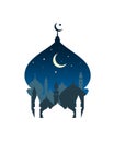 Islamic muslim greeting card. Mosque vector illustration.
