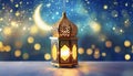 Islamic Muslim holiday background with Eid lantern or lamp for ramadan background