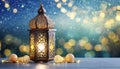 Islamic Muslim holiday background with Eid lantern or lamp for ramadan background