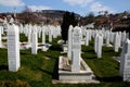 Islamic Muslim Tombstones of Bosnian soldiers at Martyrs Memorial Cemetery Sarajevo Bosnia