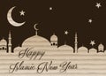 Islamic new year with creative mosque and moon