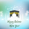 Islamic new year with hajj kaaba and mosque