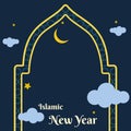 Islamic New Year Night Patterned Gate Vector Illustration Background Royalty Free Stock Photo