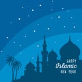 Islamic new year theme, Islamic background with lantern decoration, Islamic Muharram new year