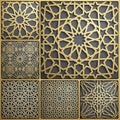 Islamic ornament vector , persian motiff . 3d ramadan islamic round pattern elements . Geometric circular ornamental