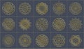 Islamic ornamental patterns templates set. Vector oriental geometric golden symbols in 3D style Royalty Free Stock Photo