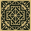 Black And Gold Geometric Tribal Design With Decorative Borders