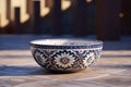 Islamic pattern incorporated into a ceramic bowl. Generative ai