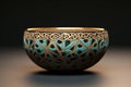 Islamic pattern incorporated into a ceramic bowl. Generative ai