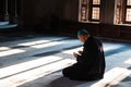 Islamic photo. Muslim man praying in the mosque. Ramadan concept photo