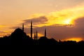 Islamic photo. Silhouette of Suleymaniye Mosque at sunset.