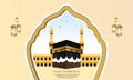 Islamic pilgrimage with kaaba for hajj mabroor