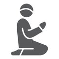 Islamic Prayer glyph icon, ramadan and islam, muslim man praying sign, vector graphics, a solid pattern on a white Royalty Free Stock Photo